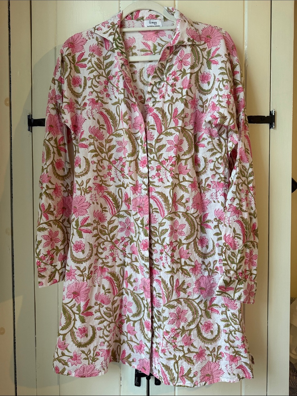 Ing Pink and Olive Floral Button-Front Shirt